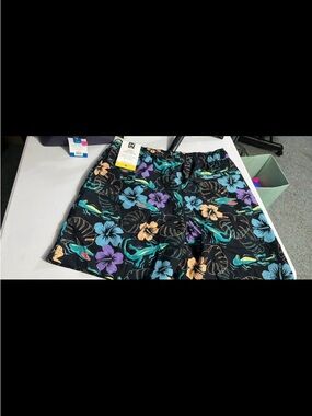 Men's Black Tropical Floral Swim Shorts